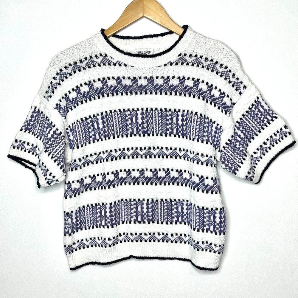 Vintage Carriage Court Short Sleeve Chunky Knit Sweater Small
